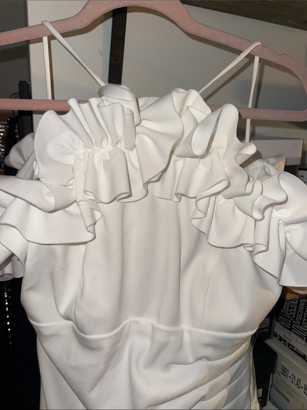 Xscape White Ruffle-Trim I Midi Dress - Picture 4 of 8